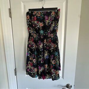 Xhilaration Floral Strapless Tassel Tie Dress